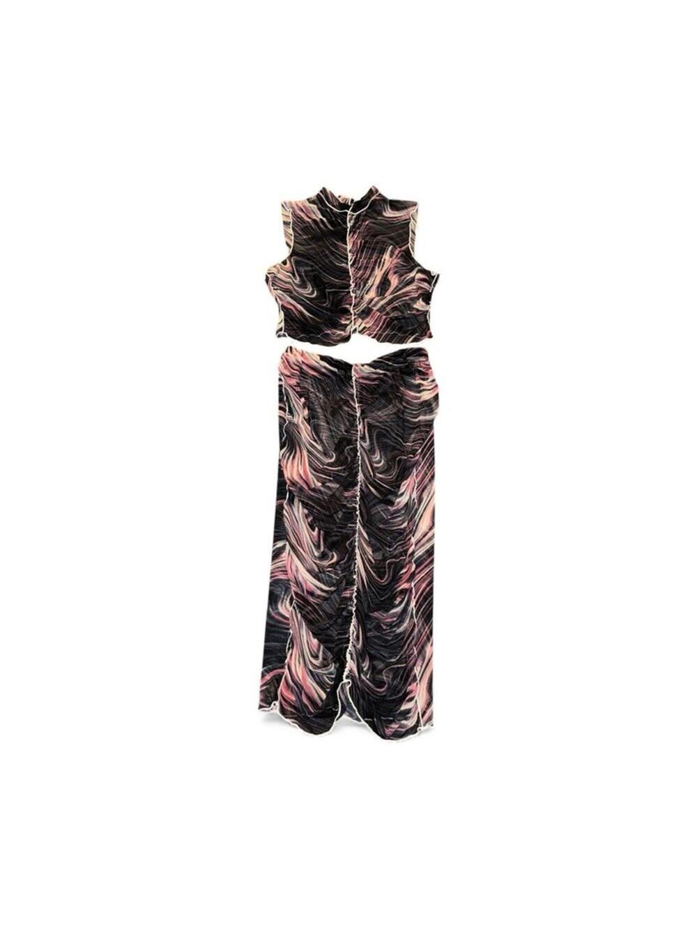 Stylish Women's Swirl Pattern Two-Piece Set - Picture 2 of 4